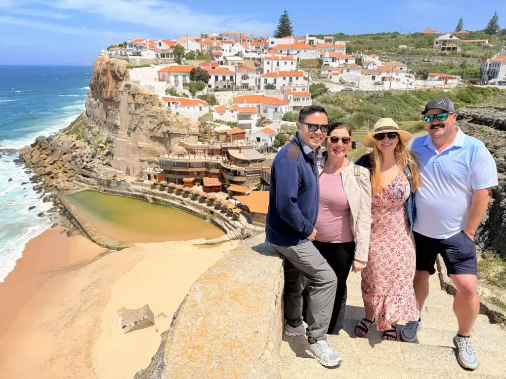 A cruise guest exploring Sintra in azenhas do mar in one of our tuk tuks — just 45 minutes after leaving Lisbon port.